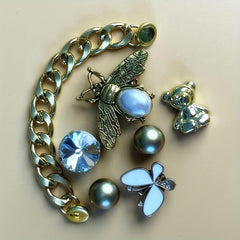 11Pcs Rhinestone Shoe Charms Chain Sandals Decorations