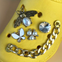 11Pcs Rhinestone Shoe Charms Chain Sandals Decorations