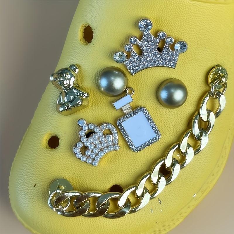 11Pcs Rhinestone Shoe Charms Chain Sandals Decorations