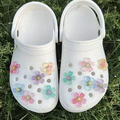 12pcs Luminous Sakura Cherry Blossoms Shoe Charms For Crocs Glow In Dark