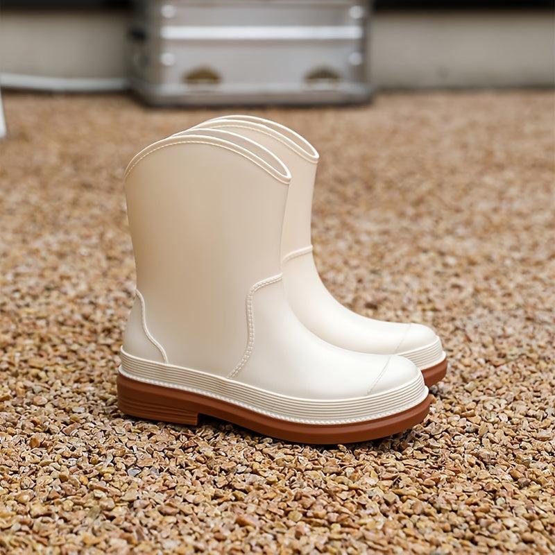 Waterproof Rain Boots Platform Mid Calf Boots
