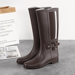 Women's Waterproof Knee High Boots Low Heel Slip On Outdoor Shoes