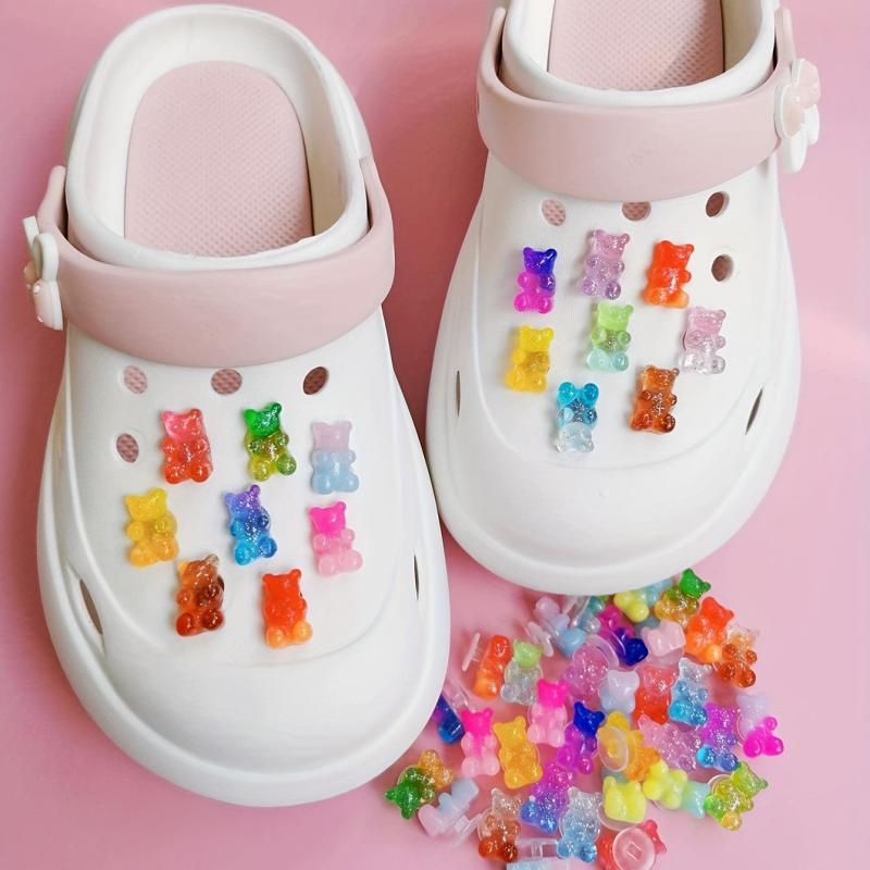 50pcs Mini Candy Bear Shoe Charms DIY Shoes Accessories Girls Boys