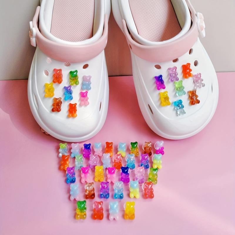 50pcs Mini Candy Bear Shoe Charms DIY Shoes Accessories Girls Boys