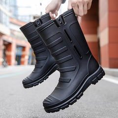 Women's Thermal Mid Calf Rain Boots Waterproof Non slip Outdoor Shoes