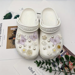 24Pcs Butterfly & Flower Shoe Charms for Clogs Sandals