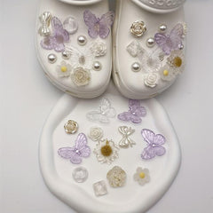24Pcs Butterfly & Flower Shoe Charms for Clogs Sandals