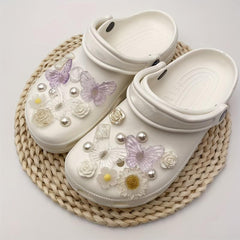 24Pcs Butterfly & Flower Shoe Charms for Clogs Sandals