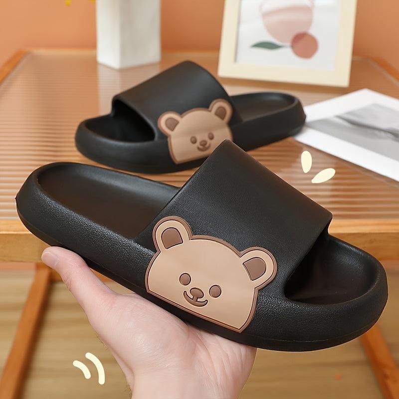 Men's Cloud Slides Cartoon Bear Pattern Lightweight Non Slip Slippers