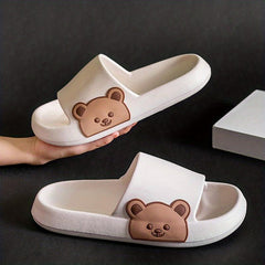 Men's Cloud Slides Cartoon Bear Pattern Lightweight Non Slip Slippers