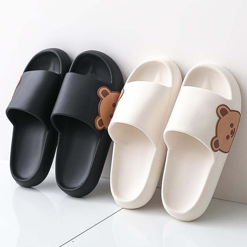 Men's Cloud Slides Cartoon Bear Pattern Lightweight Non Slip Slippers