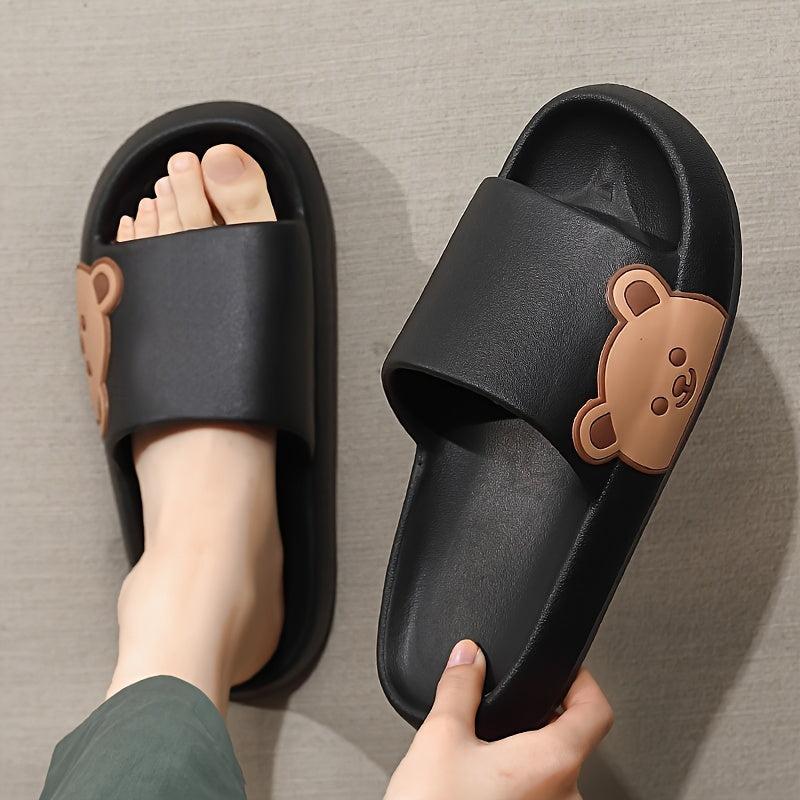 Men's Cloud Slides Cartoon Bear Pattern Lightweight Non Slip Slippers
