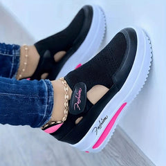 Women's Platform Mesh Sneakers Casual Breathable Hook & Loop Non Slip Flats