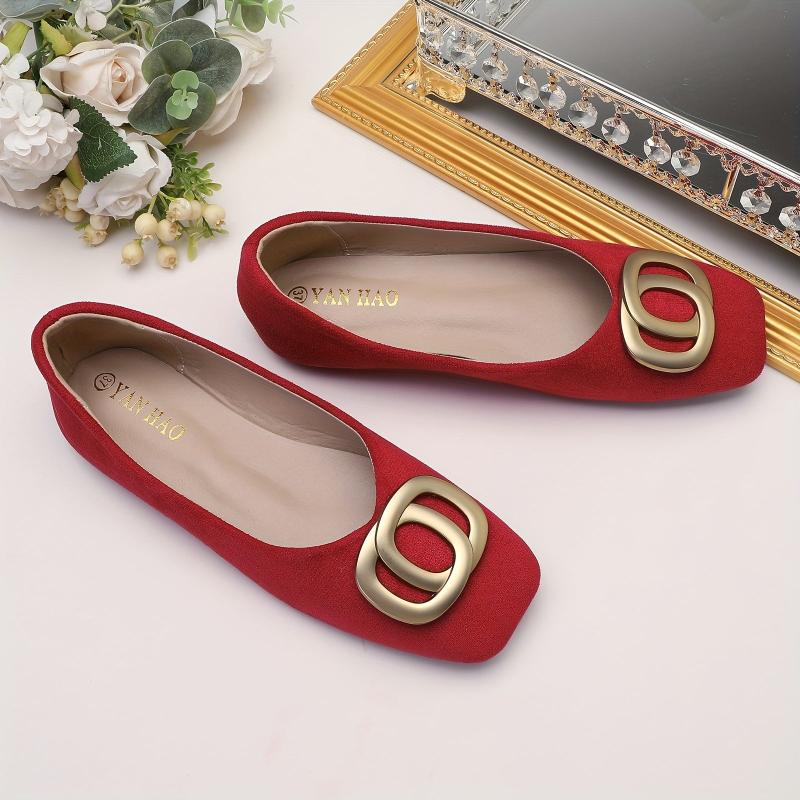 Women's Square Toe Ballet Flats Soft Sole Slip On Shoes