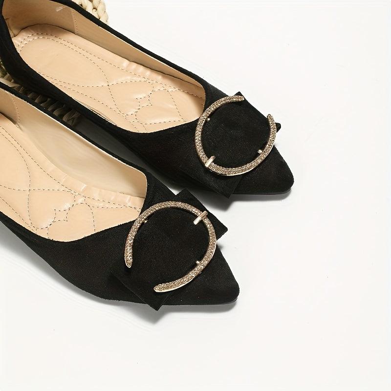 Women's Pointed Toe Flat Shoes with Buckle Decor Soft Sole