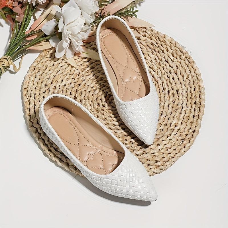 Women's Braided Detail Flat Shoes Slip On Comfy Ballet Flats