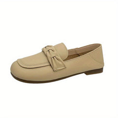 Women's Ruched Decor Flat Loafers Slip On Low Round Toe Non slip Comfy Shoes
