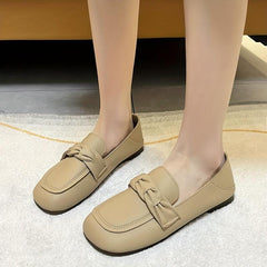 Women's Ruched Decor Flat Loafers Slip On Low Round Toe Non slip Comfy Shoes