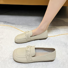 Women's Ruched Decor Flat Loafers Slip On Low Round Toe Non slip Comfy Shoes