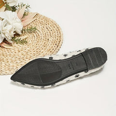 Polka Dot Ballet Flats Pointed Toe Slip On Work Flats