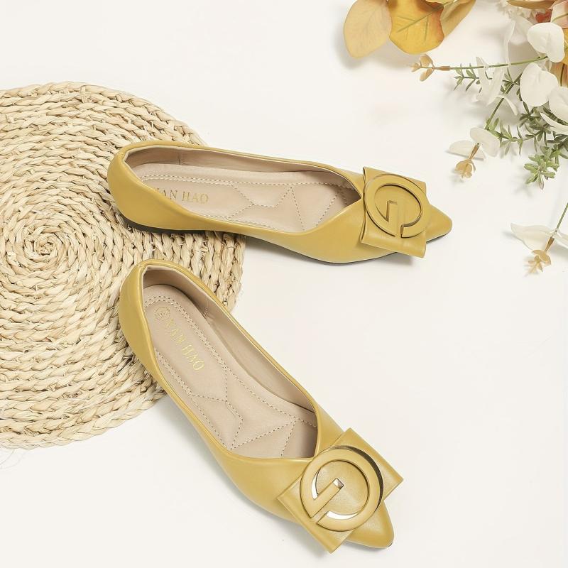 Women's Pointed Toe Flats Soft Sole Solid Slip On Shoes
