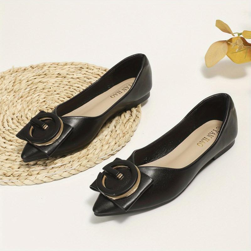 Women's Pointed Toe Flats Soft Sole Solid Slip On Shoes