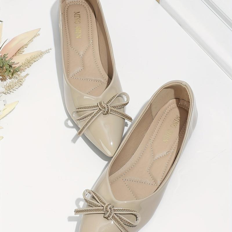 Women's Bowkbot Flat Shoes Pointed Toe Soft Sole Versatile Dress Work Flats