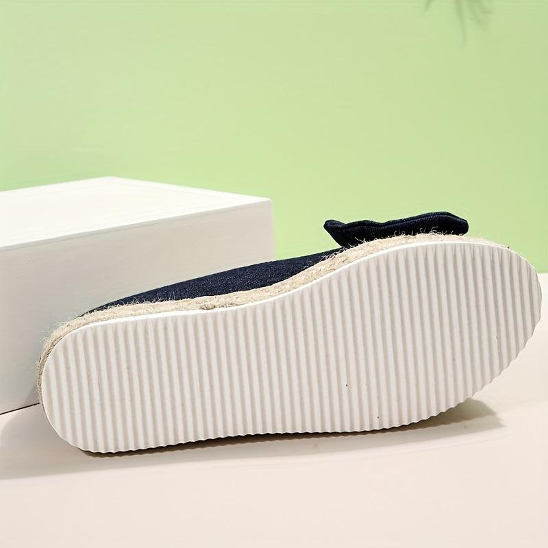 Women's Bowknot Decor Flat Slip-On Canvas Shoes