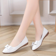 Women's Bowknot Point Toe Flat Shoes Lightweight Faux Leather Shoes