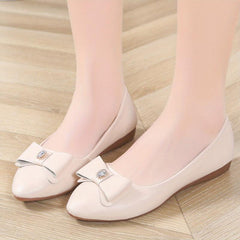 Women's Bowknot Point Toe Flat Shoes Lightweight Faux Leather Shoes