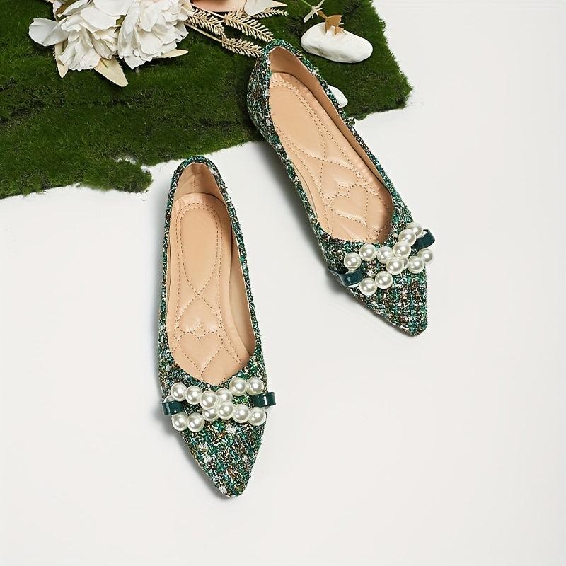 Women's Tweed Ballet Flats Soft Sole Slip On Shoes