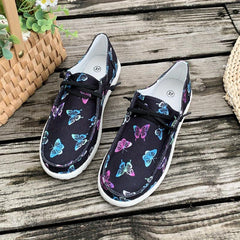 Women's Butterfly Pattern Canvas Shoes Casual Lace Up Outdoor Sneakers