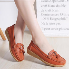 Women's Tassel Flat Loafers Soft Slip On Shoes Casual Round Toe Flats