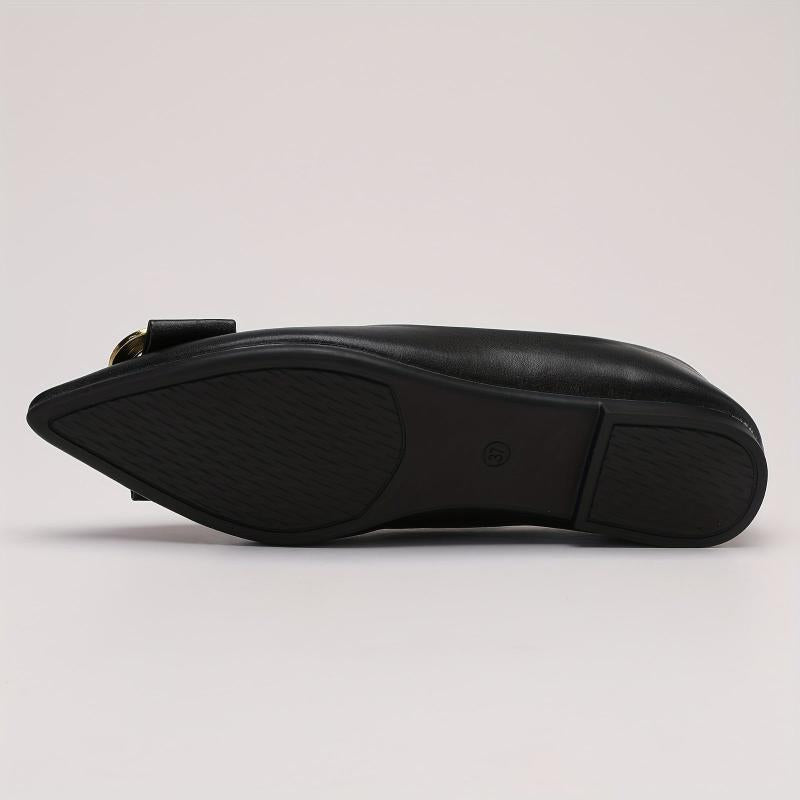 Buckle Decor Ballet Flats Pointed Toe Slip On Work Shoes
