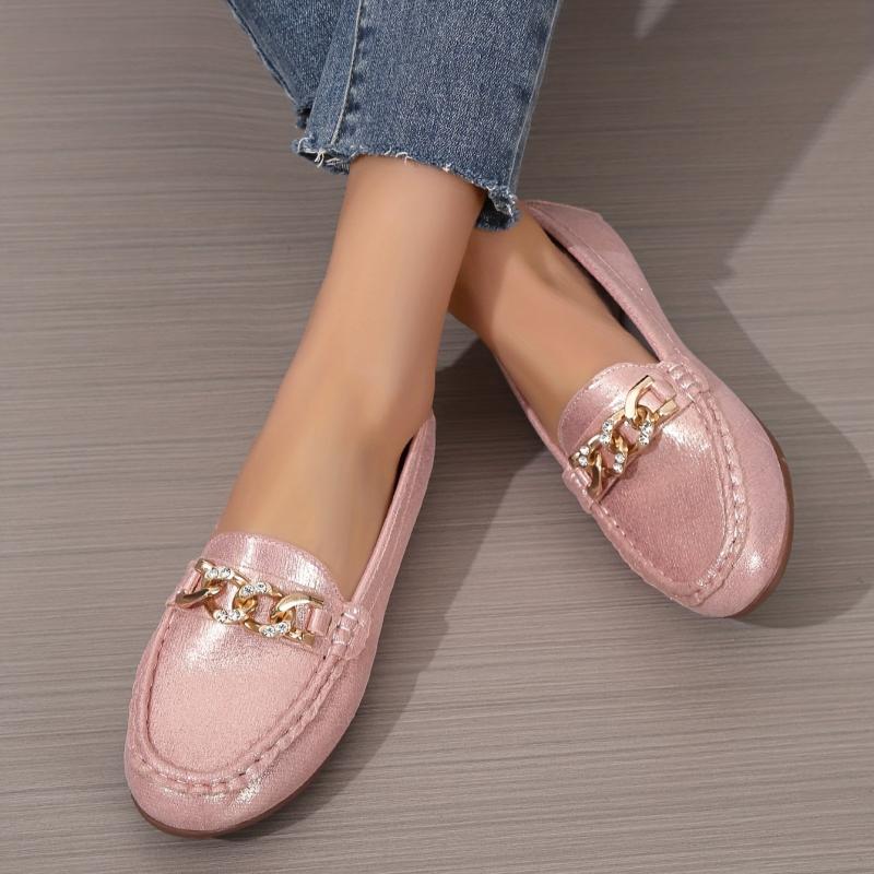 Women's Chain Decor Flat Shoes Slip On Outdoor Shoes