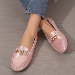Women's Chain Decor Flat Shoes Slip On Outdoor Shoes