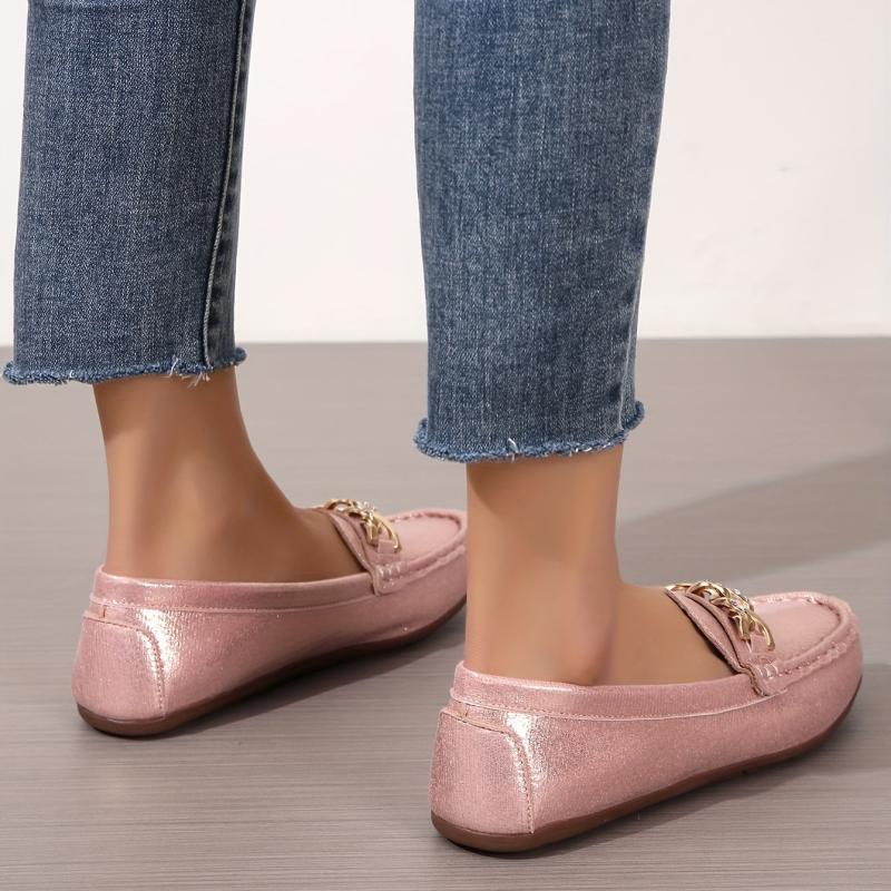 Women's Chain Decor Flat Shoes Slip On Outdoor Shoes
