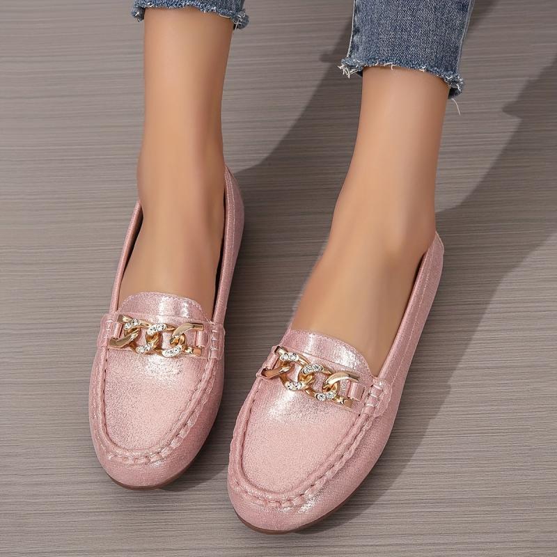 Women's Chain Decor Flat Shoes Slip On Outdoor Shoes