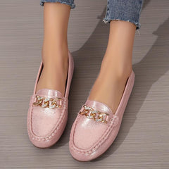 Women's Chain Decor Flat Shoes Slip On Outdoor Shoes