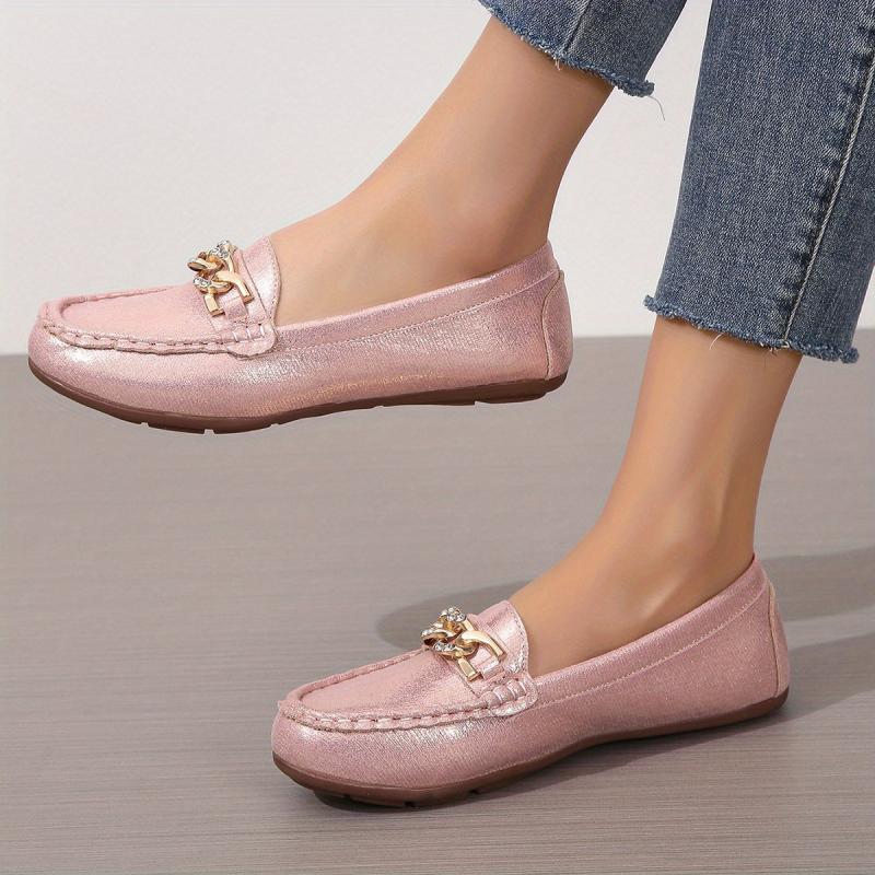 Women's Chain Decor Flat Shoes Slip On Outdoor Shoes