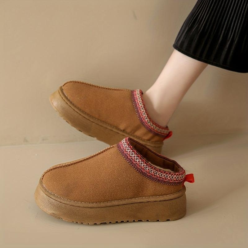 Women's Platform Short Boots Plush Lined Ankle Boots Comfortable Winter Boots