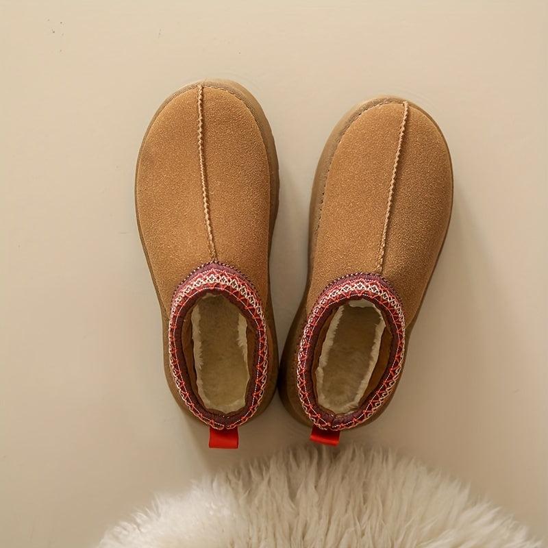 Women's Platform Short Boots Plush Lined Ankle Boots Comfortable Winter Boots
