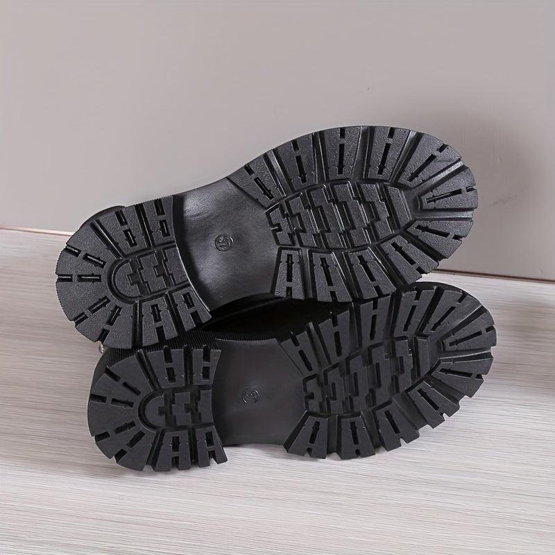 Women's Studded Platform Boots Chunky Heel Combat Shoes