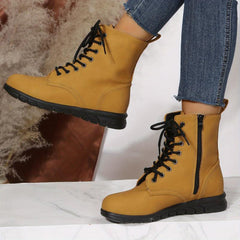 Women's Lace Up Short Boots Side Zipper Outdoor Comfort Booties