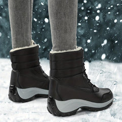 Women's Platform Snow Boots Lace Up Plush Lined Outdoor Boots