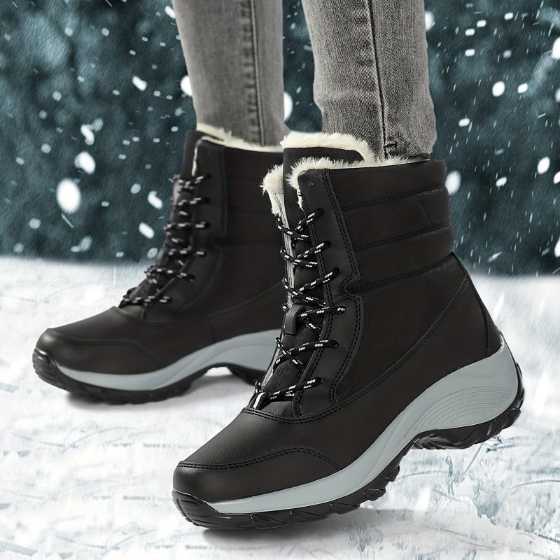 Women's Platform Snow Boots Lace Up Plush Lined Outdoor Boots