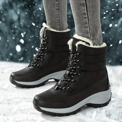 Women's Platform Snow Boots Lace Up Plush Lined Outdoor Boots