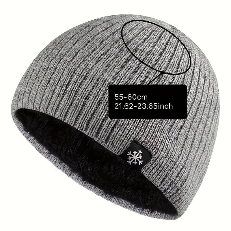 Men's Casual Velvet Knitted Hat Windproof Warm Woolen Hat