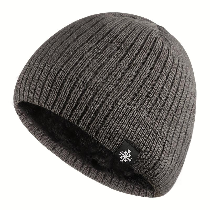Men's Casual Velvet Knitted Hat Windproof Warm Woolen Hat