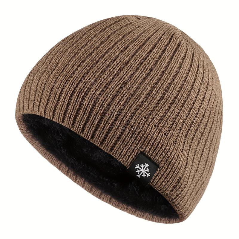 Men's Casual Velvet Knitted Hat Windproof Warm Woolen Hat